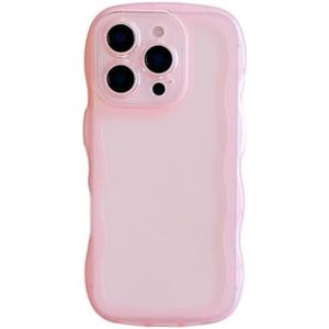 Cute Case for iPhone, Wave Frame Shape Soft Silicone Shockproof Protective Slim Phone Cover for Women Girls, Clear/Pink