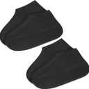 PATIKIL L Waterproof Silicone Shoe Covers, 2 Pairs Reusable Non-Slip Overshoes Rain Shoes Cover Protectors Galoshes for Outdoor Rain Snow, Black