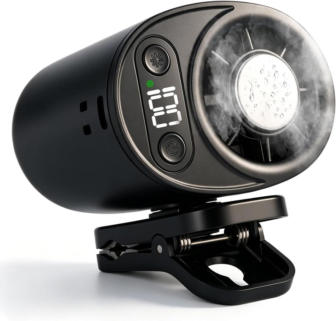 Carzlab Ac, Carzlab Portable Car Ac, New Car Clip on Air Conditioner Fan with LED Display, Portable Mini Cooling System for Auto Vehicle USB Rechargeable (Black)