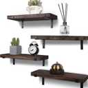 Rustic Wood Floating Shelves for Wall Decor Farmhouse Wooden Wall Shelf for Bathroom Kitchen Bedroom Living Room Set of 4 Dark Brown (17inch)