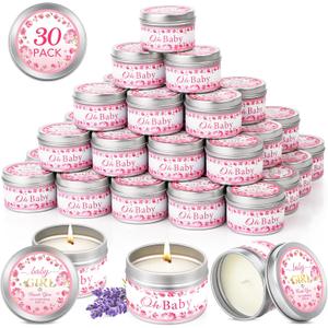 30 Pack Baby Shower Party Favors Candles Lavender Scented, Baby Shower Favors for Guests Prizes, Girl Boy Gender Reveal Party Gifts Decorations (1.2 Oz, Pink)