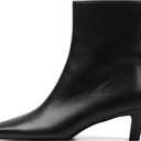 Mattiventon Fall Boots for Women Low Heel Square Toe Kitten Heel Booties Dressy Comfortable Mid Calf Boots with Side Zip, 9, Black