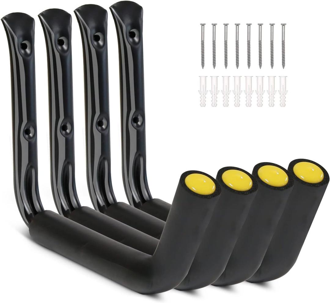 GEEDAR 100 LB Capacity (15") Heavy Duty Garage Storage Hooks (4packs) Kayak Storage Hanger Wall Mounted Rack for Hanging Ladders, Bikes