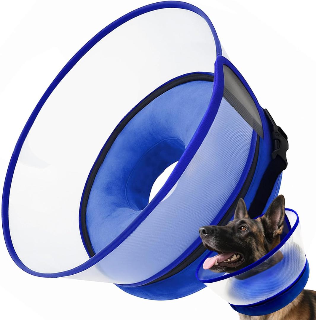 Inflatable Dog Cone Collar with Detachable Sturdy Shield,Soft&Lightweight-Ideal for Post-Surgery Recovery and Daily Wear,Suitable for Small Medium Large Dog Breeds(Blue,XL) (Blue, XL)