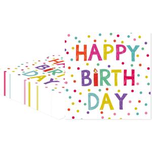 50 Pieces Birthday Napkins Disposable Birthday Party Napkins 13 x 13 Inches, Paper Cocktail Napkins Decorations for Baby Shower Party, Pack Of 4