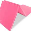 ProsourceFit Tri-Fold Folding Thick Exercise Mat 6x2 with Carrying Handles for MMA, Gymnastics Core Workouts (Pink)