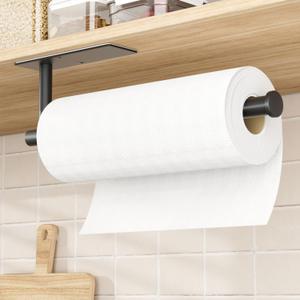 Paper Towel Holder Under Cabinet - 1 Pack Matte Black, Self-Adhesive or Drilling Mount, Sturdy Stainless Steel Space-Saving Rack for Kitchen, Bathroom, RV, Rental-Friendly Design, Black  Paper Towel Holder Under Cabinet - 1 Pack Matte Black, Self-Adhesive or Drilling Mount, Sturdy Stainless Steel Space-Saving Rack for Kitchen, Bathroom, RV, Rental-Friendly Design, Black