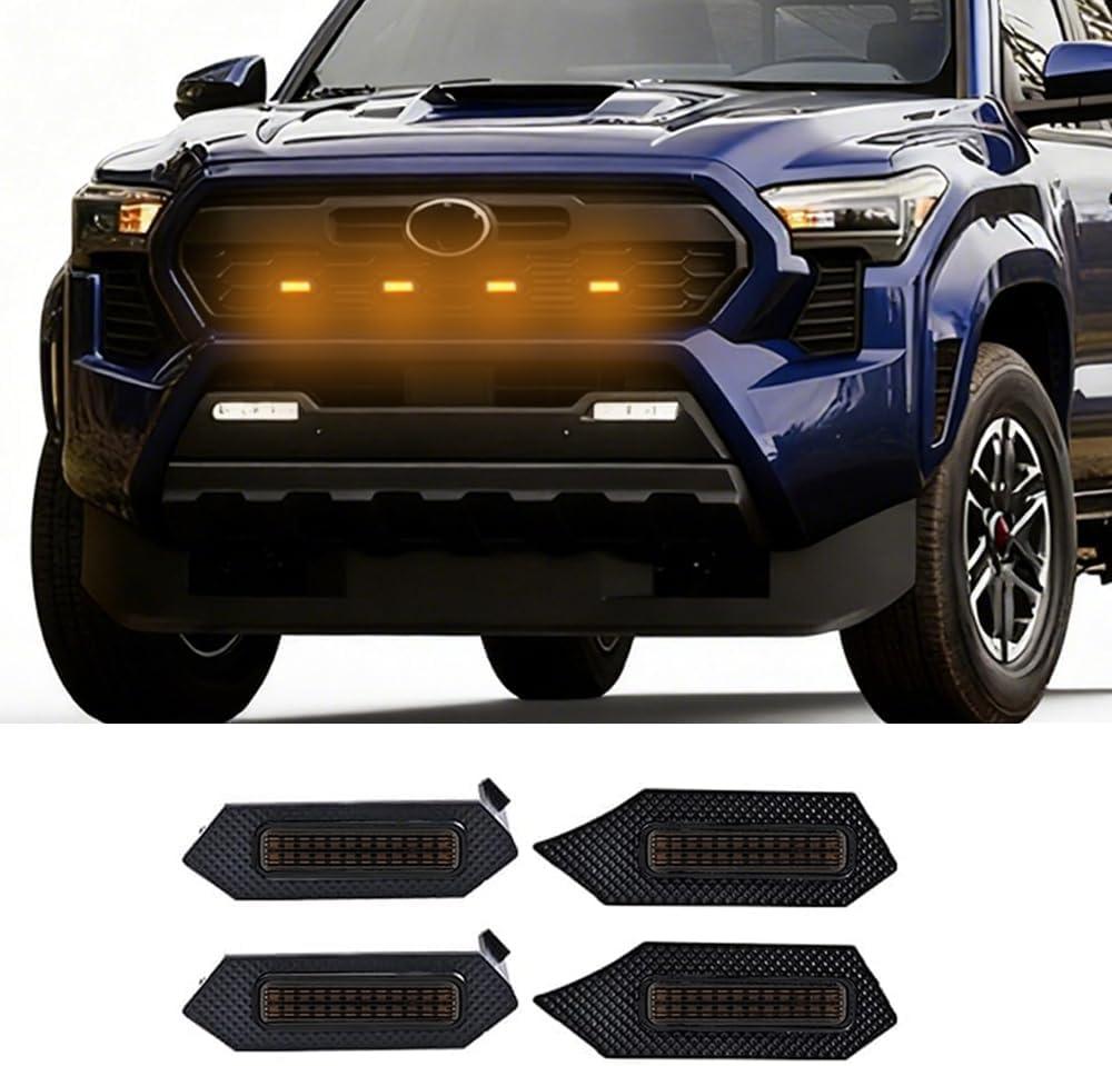 4PCS amber LED front grille light, compatible with 2024-2025 Toyota Tacoma TRD off-road sports OEM grille light(yellow