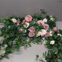 Ting's time Arch Flowers with Drapes Kit (Set of 5)-2Pcs Artificial Floral Swag Arrangement 3Pcs Draping Fabric for Wedding Floral Party Outdoor Decor (Dusty Rose)