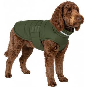 Mklhgty Waterproof Dog Coat for Small Dogs, Warm Dog Winter Jacket, Reflective Windproof Turtleneck Dog Cold Weather Coats with Adjustable Hook & Loop - Green - Small