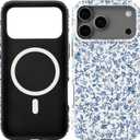 Compatible with iPhone 17 Pro Max Case [Compatible with MagSafe] -Shockproof Protective Slim Soft TPU Cover Phone Case 6.9" (Blue Floral, iPhone 17 Pro Max 6.9")