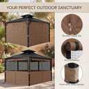 Batiyeer Gazebo Privacy Curtains 10' x 12' Outdoor Gazebo Curtains Waterproof with Mosquito Net Windows, Replacement 4-Panels Side Wall with Zippers for Patio Garden and Backyard, Brown(Curtain Only)