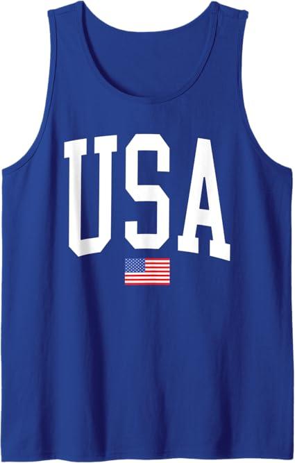 USA American Flag Women Men Kids Patriotic July 4th states Tank Top (Small, Royal Blue)