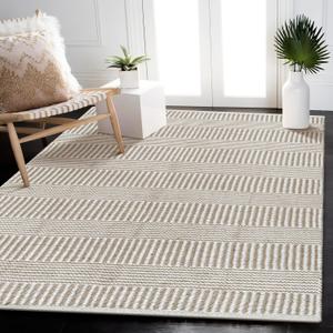 Jute Cotton Stripe Area Rug for Living Room 48x72 Inch - Natural Ivory - Machine Washable 4x6 Feet Rugs - 70% Jute and 30% Cotton