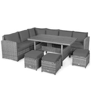 Total Tactic HW71503GRPlus Patio Rattan Dining Furniture Sectional Sofa Set, 