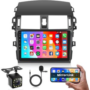 Screen for Toyota Corolla 2009-2013 Car Radio, Rimoody Android Car Stereo GPS Navigation 9 Inch Touch Screen Bluetooth WiFi Mirror Link FM SWC Rear View Camera Microphone