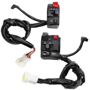 Universal 7/8" Left & Right Motorcycle Handlebar Mount Switch, Side ATV Handlebar Horn Button Turn Signal for Fog Lamp Horn Signal Wires Ignition Stop Control