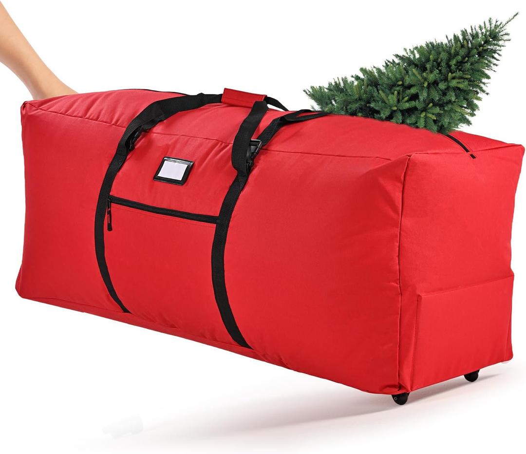 9 ft Christmas Tree Storage Bag  HeavyDuty Waterproof, DustProof, and UVProof, with Dual Zipper, Adjustable Straps, and Universal Wheels