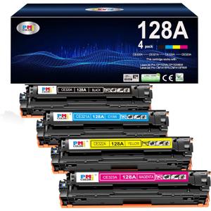 Replacement for HP 128A Toner Cartridges 4 Pack Set Replacement for HP Pro Color CP1525n CP1525nw CM1415fnw CM1415fn Printer (Black,Cyan, Magenta, Yellow)