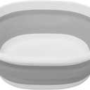 Hershii Collapsible Wash Basin Foldable Washing Dish Tub Portable Dishpan Organizer Color Contrast Space Saving Storage Container for Household Cleaning Camping Hiking Picnic (Medium, Grey+white)