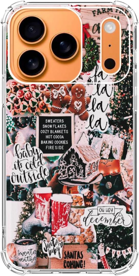 Christmas Aesthetic Phone Case Compatible with iPhone 17 Pro, Winter Holiday Festive Phone Cover for iPhone 17 Pro