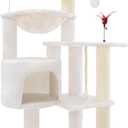 TWDEPART 42.5'' Cat Tree for Indor Cats, Multifunctional Cat Tower with Cozy Condo, Perches, Scratching Posts and Hammock, Beige