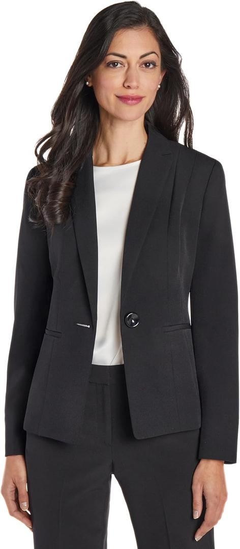 Kasper Women's Stretch Crepe One Button Blazer, 22
