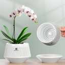 Meshpot 5 inch Orchid Pots with Holes for Repotting,Set of 1,Decorative African Violet Pots with Air-Pruning and Good Air Circulation,Plastic White Orchid Planter with Saucers