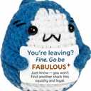 2 x Funny Farewell Gifts for Coworkers, Leaving Gifts for Women Men, Goodbye Going Away Gift for Colleague, Manager, Boss, Fine Go Be Fabulous Crochet Shark