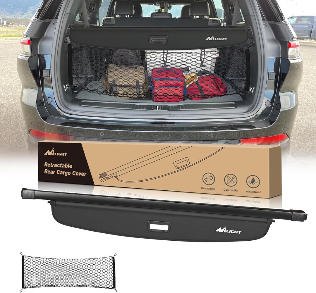 Nilight Trunk Cargo Cover for Jeep Grand Cherokee L 3 Row 2021 2022 2023 2024 2025, Retractable Security Shade Rear Cargo Cover, with Trunk Storage Net