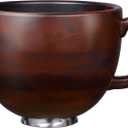 ULTICOR Premium Walnut Wood Mixing Bowl with Handle Compatible with KitchenAid Mixer Bowl 4.5 & 5 QT Tilt-Head (K45, KSM75, KSM150 Series) 5 Quart Wooden Bowl w/Stainless Steel Locking Base