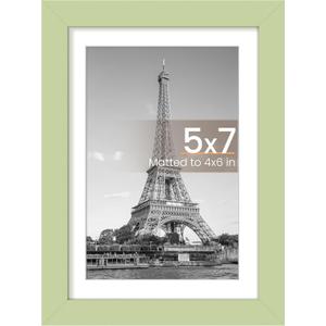 upsimples 5x7 Picture Frame, Display Pictures 4x6 with Mat or 5 x 7 Without, Wall Hanging Photo Frames, Green, 1 Pack