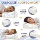 Memory Foam Pillow, Cervical Pillow, 4-Layer Queen, Contour Pillow, Side Sleeper, Neck Support, Pillow for Neck Pain, CertiPUR-US