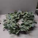 idyllic Eucalyptus Leaves Wreath Metal Polyester Fabric Paper Round Green Wreath 22 Inches for The Front Door Decor