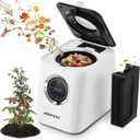 1 Gallon Electric Kitchen Composter, Smart Mill Food Recycler with Large Touch Screen, Compost Bin Indoor with 4 Sharktooth Blades, 0.5kWh Per Cycle Energy-efficient, Odorless, Low Noise,Auto-Cleaning
