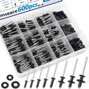 Smseace 600Pcs Stainless Steel Black Pop Rivets with Washer Assortment Kit 8-Sizes Stainless Rivets(1/8Inch 5/32Inch 3/16Inch) for Metal,Furniture,Automotive,Instruments