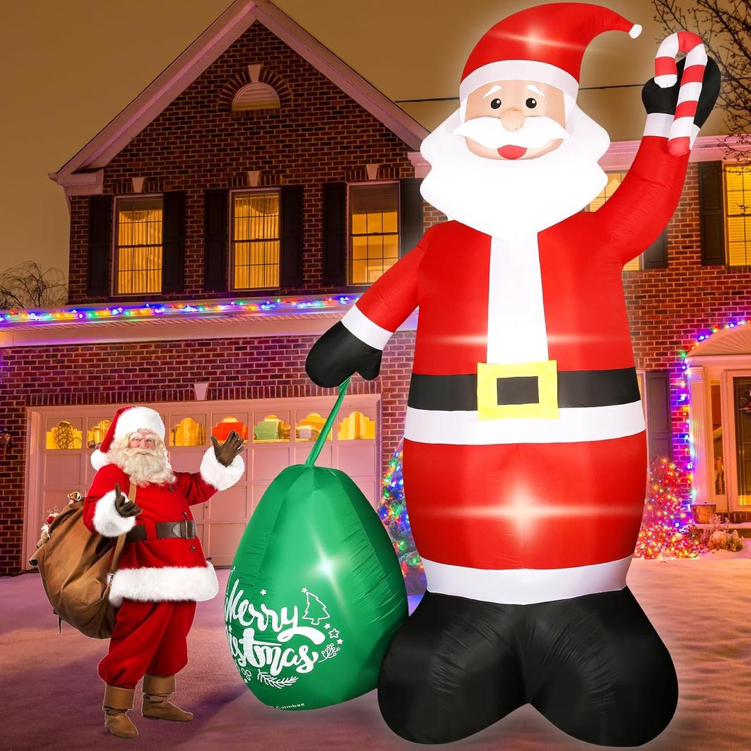 14FT Christmas Inflatable Santa Claus - Lighted 14 FT Tall Huge Christmas Inflatables Xmas Santa Decor Blow Up Christmas Ornaments with Built-in LED Lights for Yard Garden Lawn Party