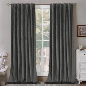 BGment Grey Velvet Blackout Curtains for Living Room, 84 inches Long Thermal Insulated Curtains Noise Reduce Back Tab and Rod Pocket Luxury Panels for Bedroom, 2 Panels, 42 x 84 Inch