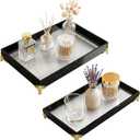 2Pcs Bathroom Vanity Tray for Countertop,Acrylic Soap Organizer Tray for Home Decoration (11.7''x4.2''x1.1'',11.8''x7.9''x1.2'')