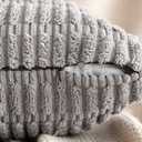 MIULEE Pack of 2 Corduroy Decorative Throw Pillow Covers 18x18 Inch Soft Boho Striped Pillow Covers Modern Farmhouse Home Decor for Sofa Living Room Couch Bed Light Grey