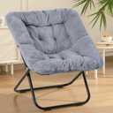 Sweetcrispy Comfy Chair for Adults, Foldable Living Room Chair, Soft Faux Fur Lounge for Bedroom Dorm Rooms, Comfortable Reading Chair for Teens, X-Large, Square