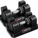 Keppi Adjustable Dumbbells Set-25lb/40lb/55lb/60lb, Anti-Slip Metal Fast Adjust Weight Handle, Exercise & Fitness for Full Body Workout - Adjustable Dumbbell Series