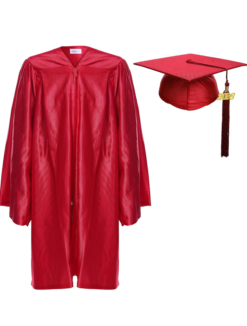 Newrara Unisex Shiny Kindergarten Graduation Gown Cap with Tassel 2025 , Size: 30