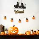 Halloween Door Decor Cats,Black Cats Sign,Halloween Welcome Door Hanger,Haunted House Witch Broom Black Cat Wall Decor for Porch Yard Home Outdoor Indoor Party Nursery Office Kids Room