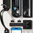 Veise VE07-H Fingerprint Smart Locks for Front Door with Handle Set, App Control, Keyless Entry Keypad Deadbolt, Digital Electronic Touchscreen, Easy Install, Auto Lock, Matte Black