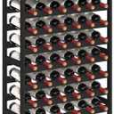 42 Bottles Bamboo Wine Rack Freestanding Floor, 7-Tier Wine Storage Shelf with Table Top, Wine Display Holder for Kitchen Pantry Bar Cellar, Black