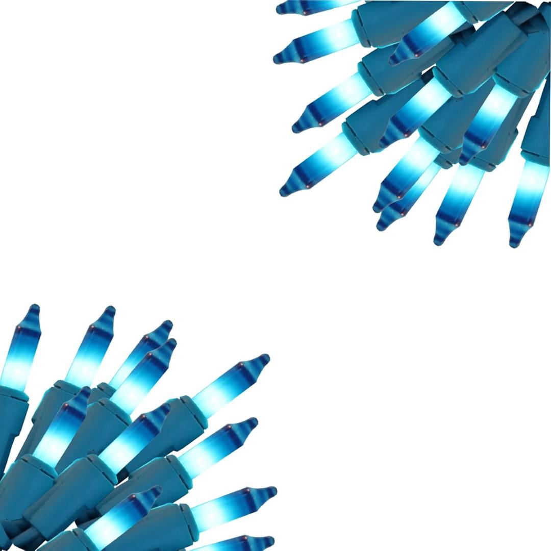 Vigdur 2 Pack 13ft 50 Count Outdoor String Lights on Blue Wire Cord, UL Approved for Indoor/Outdoors Use, Connectable 120V Clear Outdoor Lights for Xmas Patio Home Party Garden Decor(Blue)