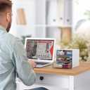 Desk Organizer with 5 Drawers, Rectangular Office Stationery Supplies Desktop Drawers, Plastic Makeup Storage, Suitable for Office, School, Home (White & 5 Drawers)