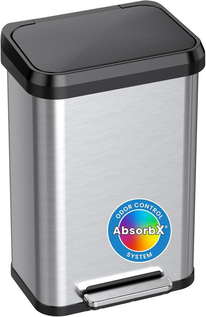 iTouchless SoftStep EXP 13.2 Gallon Step Pedal Trash Can Recycling Bin with Odor Filter Stainless Dent-Proof Plastic Lid Garbage Trashcan 50 Liter Home Office Bedroom Living Room Garage Wastebasket iTouchless SoftStep EXP 13.2 Gallon Step Pedal Trash Can Recycling Bin with Odor Filter Stainless Dent-Proof Plastic Lid Garbage Trashcan 50 Liter Home Office Bedroom Living Room Garage Wastebasket