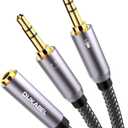 DUKABEL Gold-Plated & Strong Braided Y Splitter Audio Cable - Separate Microphone & Headphone Port Gaming Headset Earphone Adapter - TopSeries (12inch / 30cm)